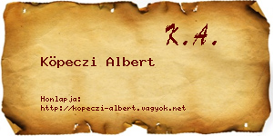 Köpeczi Albert névjegykártya