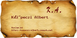 Köpeczi Albert névjegykártya