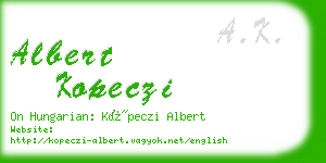 albert kopeczi business card